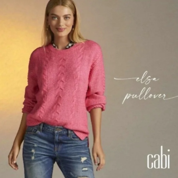 #4245 Cabi Pink Cable Elsa Soft Pullover Sweater - Medium - Picture 1 of 4